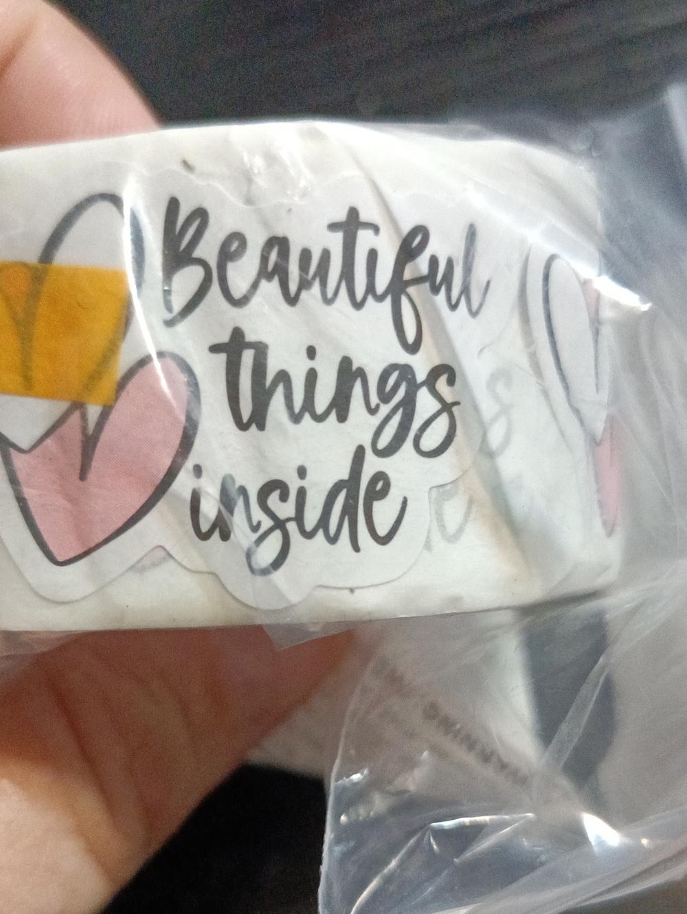 Beautiful Things Inside Decorative Sticker - White, Pink 200 Count